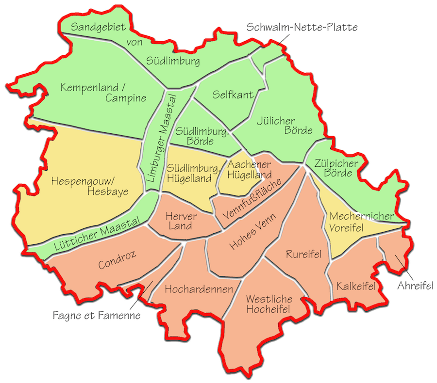 Übersichtskarte mit den Naturräumen der Euregio Maas-Rhein
